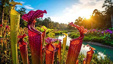Panoramic Splendor Stock video of an exotic, colorful natural landscape Wide angle shot showcasing the vastness and diverse