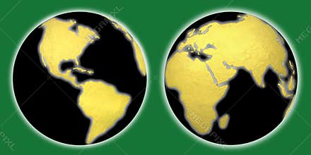 Earth World Globe Set on Green Background Global Warming Climate Change Pollutions