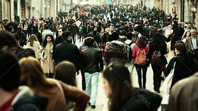 Crowd of people walking /Istanbul / Taksim April 2014
