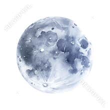 Hand drawn moon watercolor