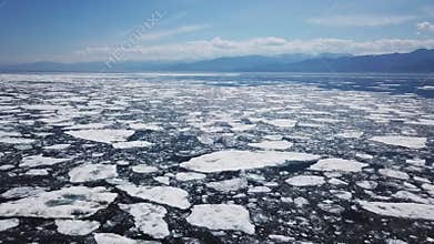 Icebergs drone aerial video top view - Climate Change and Global Warming
