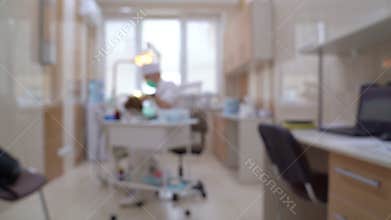 Blur bokeh background in dental office reception