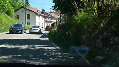 Driving on road from Switzerland to France.