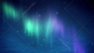 Northern Lights on the Arctic sky with stars. Aurora borealis in the nive clear weather 3D render