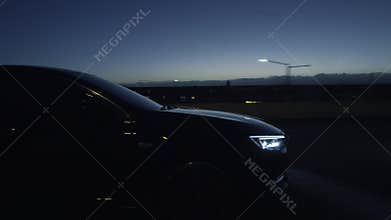 Car window passenger's point of view at night, Car chase at night