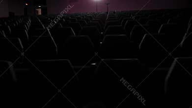 Rows of empty comfortable seats in the cinema theater, concert hall