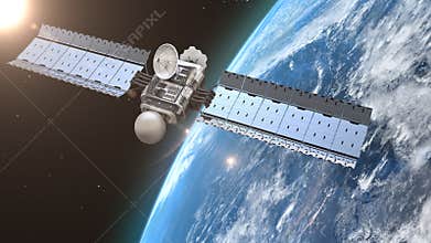 Satellite is orbiting the Earth