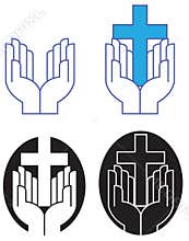 Worship Hands and Christian Cross graphic icons