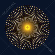 Halftone circle frame, abstract logo emblem design element for any projects. Round border yellow icon