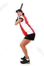 Female Softball Player Ready To Bat