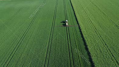 Fields, meadows and agricultural area in springtime - aerial view