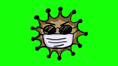 Cute angry coronavirus on green screen