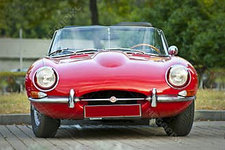 Red Jaguar E-Type. Modelyear 1963 Retro Car
