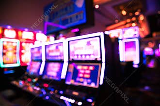 Defocused casino blur with slot machines and lights