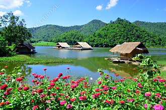 Ang Kep Nam Khao Wong have old traditional house in the lake of khao wong, Suphan Buri Province,Thailand