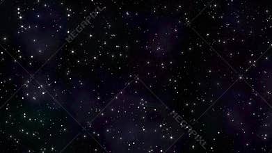 Starry night sky with twinkling stars. 3d render. Loop