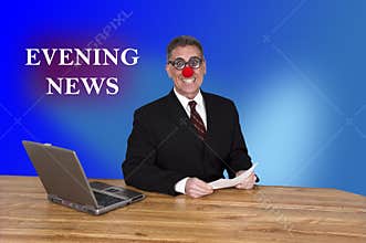 Fake Evening News Clown Anchor Man Reporter Newscast