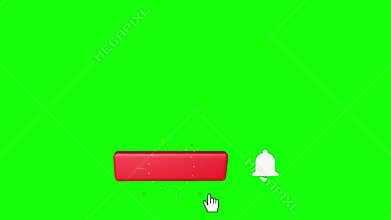 Editorial Footage: Animation of a Subscribe and Notification Button for Youtube motion graphics. Green screen.