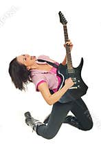Rock girl with electronic guitar