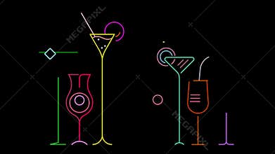 Neon Cocktail Glasses graphic animation