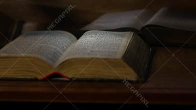 Tracking By Old Large Open Bible And Other Old Books