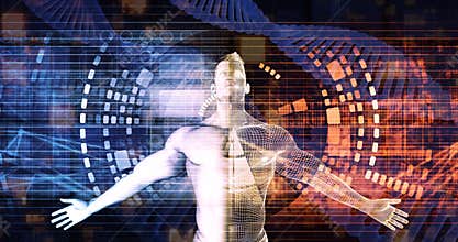 Digital Transformation with Man and Open Arms Receiving Data