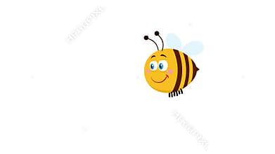 Smiling Cute Bee Cartoon Character Flying