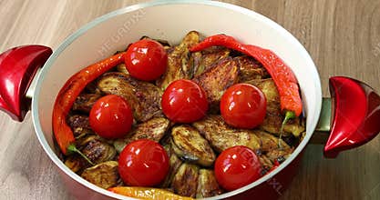 Beautifully fried eggplant
