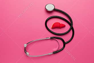 Treatment and prevention of the liver. Cirrhosis from alcohol and junk food. Cartoon concept