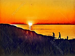 Amazing Sunset At The Atlantic Sea Of Western Norway