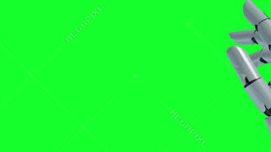 3D rendering robot hand on green screen background Concept of AI artificial intelligence