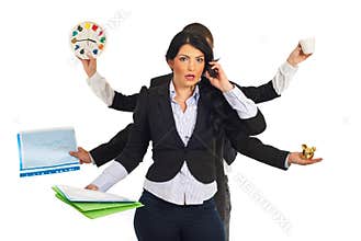 Busy stressed business woman