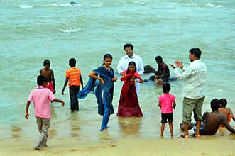 People at kanyakumari beach