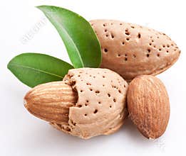 Group of almond nuts.