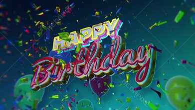 Happy Birthday Confetti And Balloons