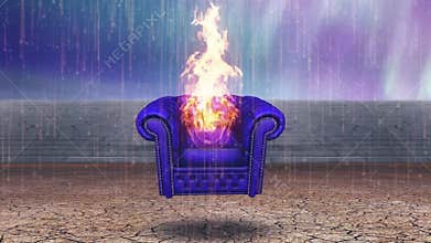 Burning empty armchair