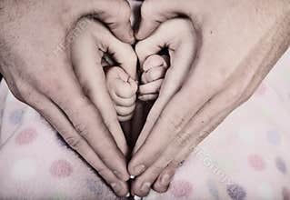 Family Heart with Hands- cross-processed