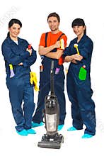 Cleaning service workers team