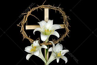 Easter cross and lilies