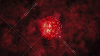 Seamless loop animation for motion graphics abstract red fire cosmos planet or power energy fusion atom