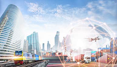 Global business logistics import export background