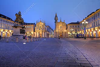 San Carlo Square in Turin/Torino, Italy