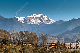 Beautiful part of Annapurna mountain range in between the hills.