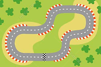 Cartoon race track. Top view
