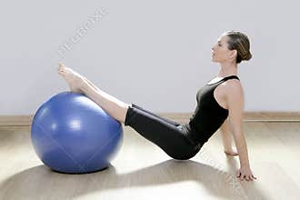 Pilates woman stability ball gym fitness yoga