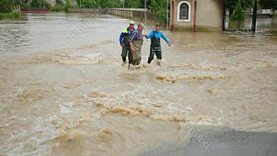 Natural disaster major flooding underwater entire community and flooded.