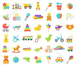 Baby toy isolated. Vector illustration. Set kids toys.
