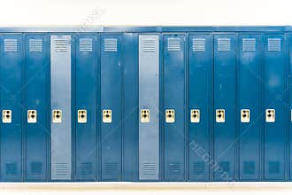 Row of bright colored school lockers