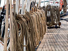 Ropes on the sailing ship.