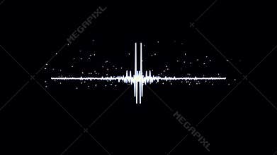 Monochrome voice record, artificial intelligence, waveform equalizer and visualization of audio wave. Animation. White